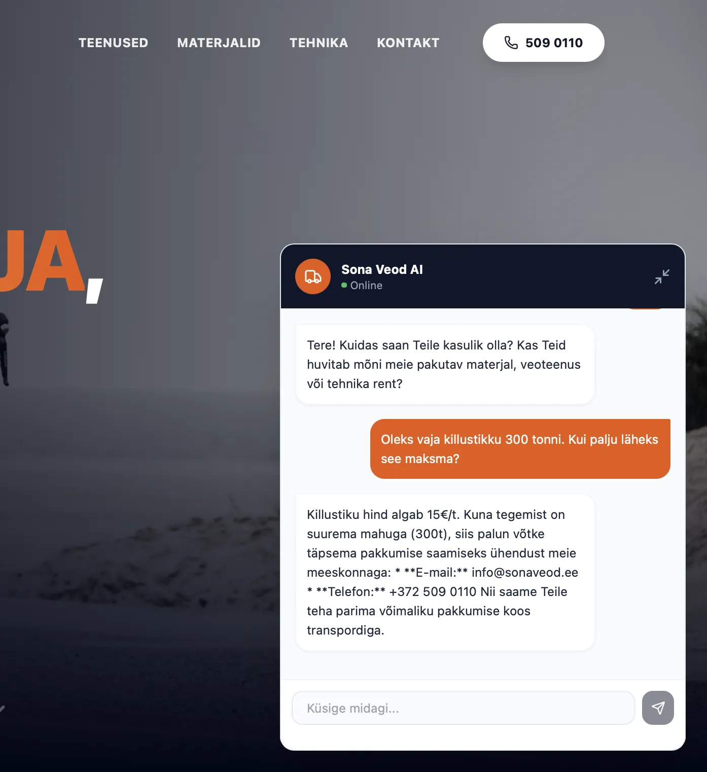 Sõnaveod AI Chat — AI chat interface screenshot (2025)