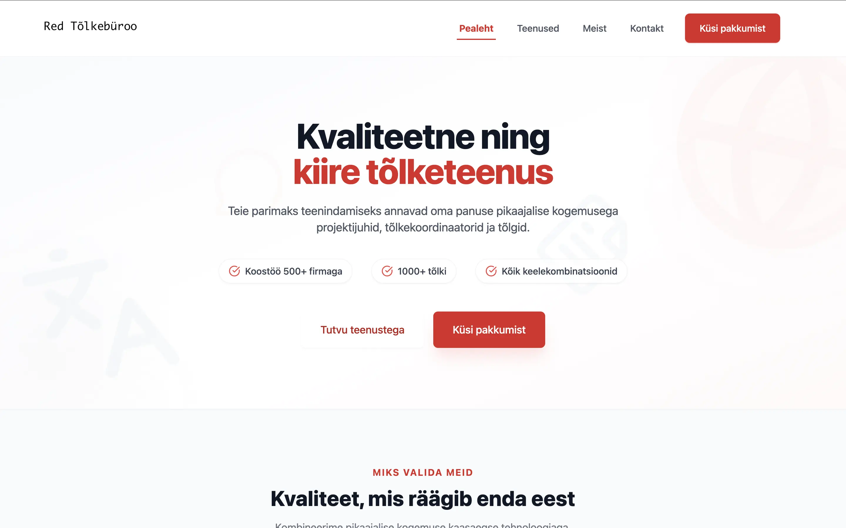 Red Tõlkebüroo — website screenshot (2025)